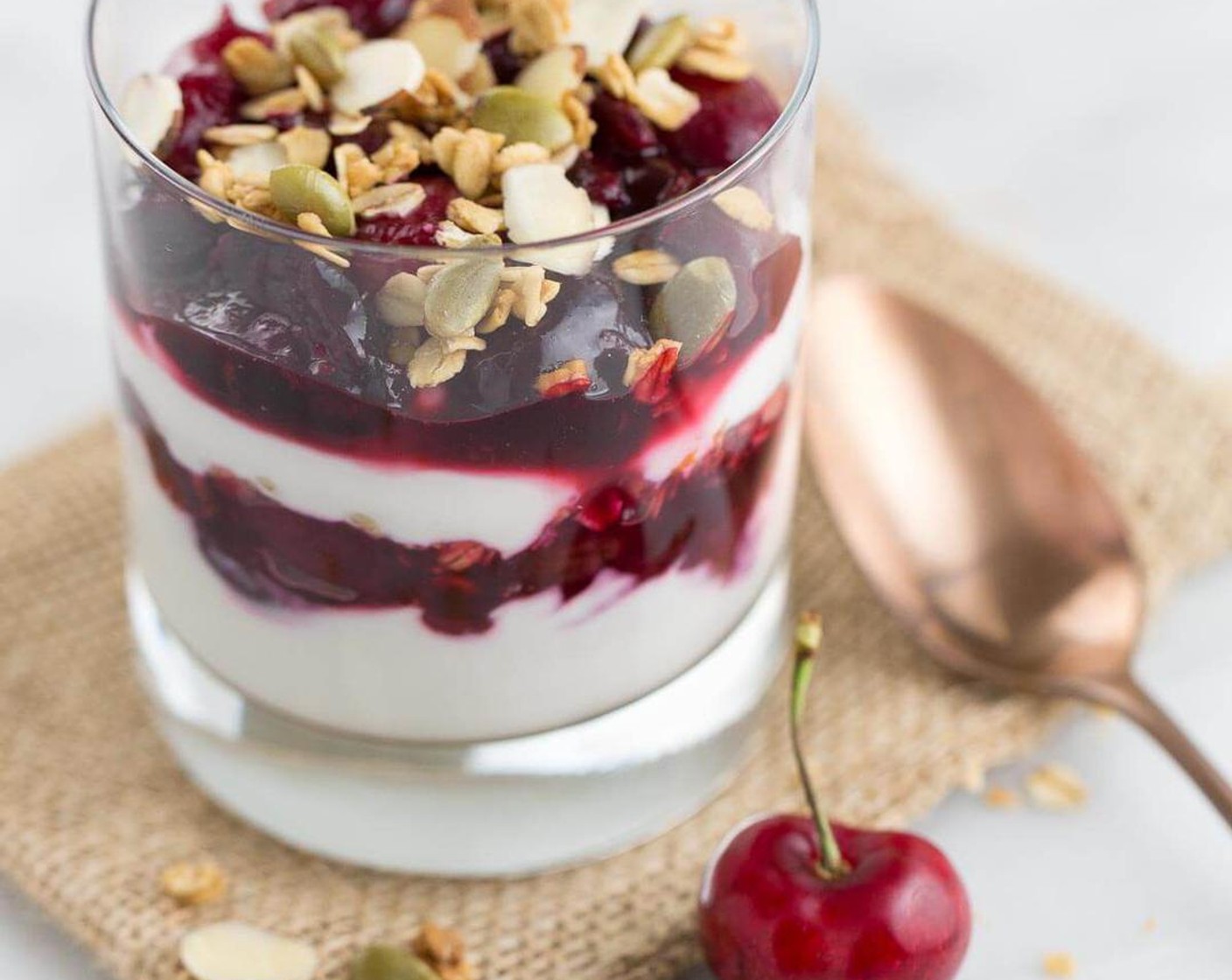 Cherry Yogurt Parfaits with Crunchy Granola