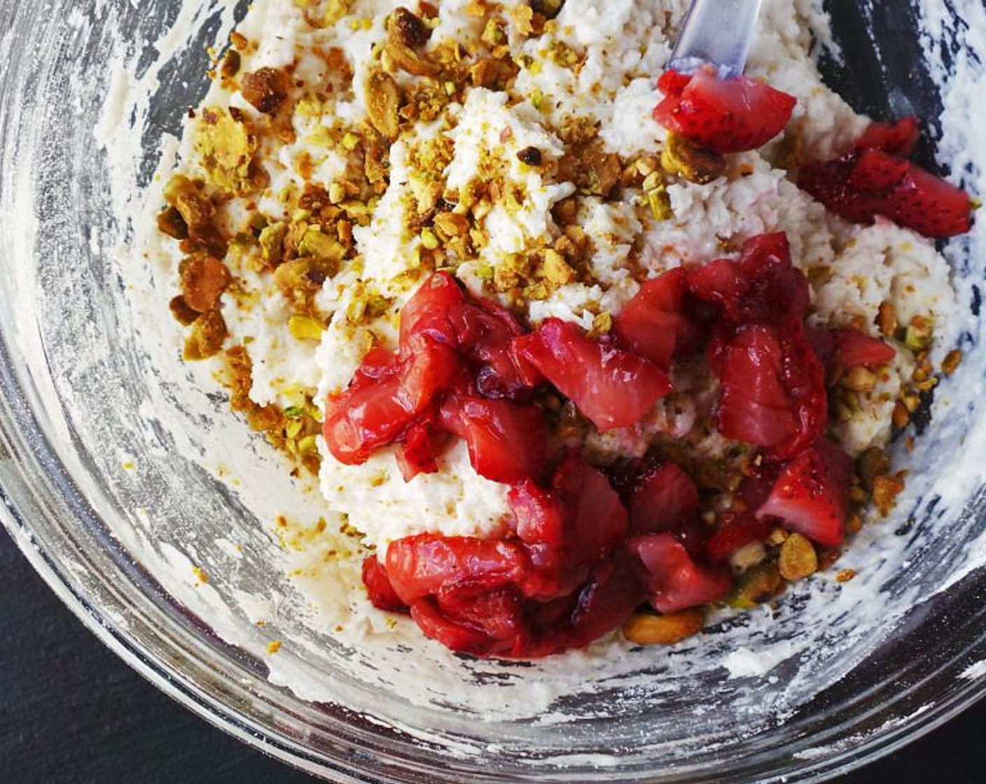 step 8 Fold in the roasted strawberries and Pistachios (4 Tbsp).