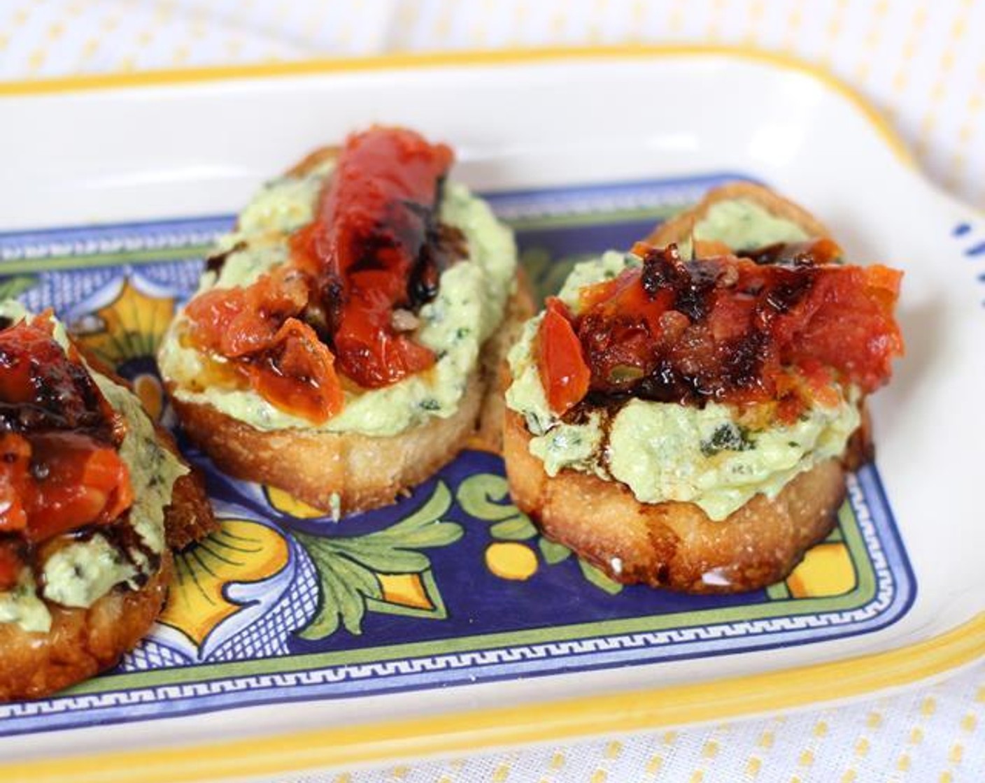 Goat Cheese Pesto and Roasted Tomato Crostini