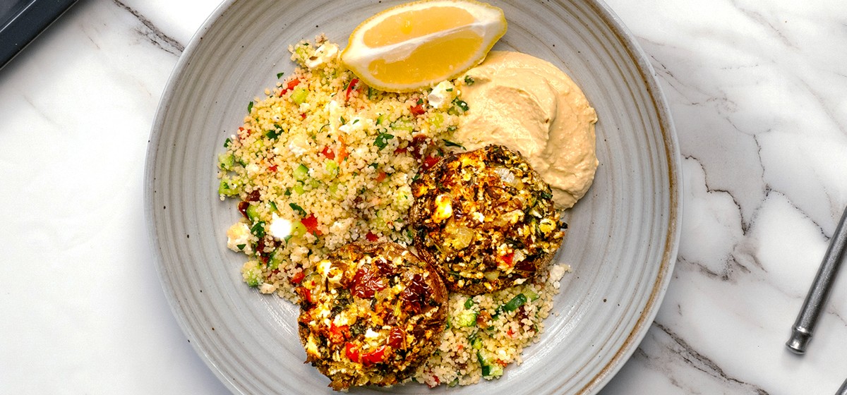 Mediterranean Stuffed Mushroom with Hummus & Couscous Salad Recipe