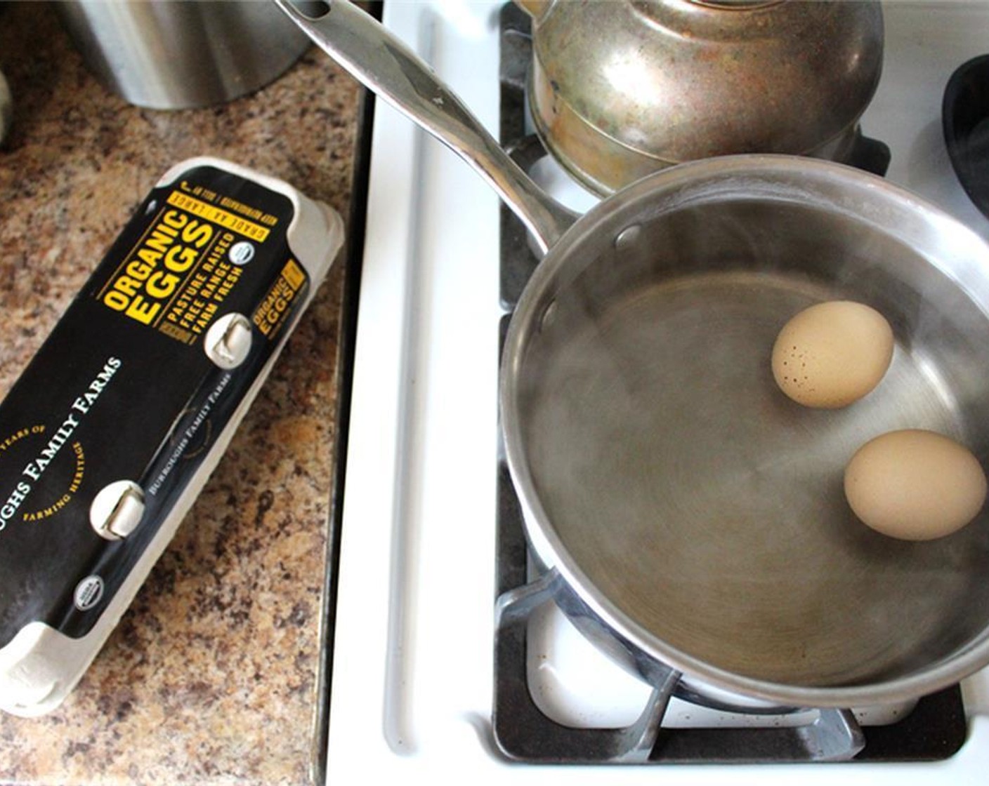 step 3 Whisk together Mayonnaise (1/2 cup) and Ground Black Pepper (to taste). Taste and adjust seasoning if needed. Meanwhile, hard boil the Eggs (2).