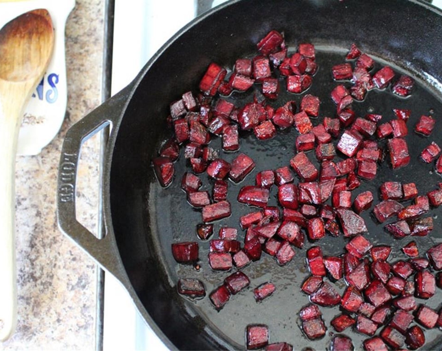 step 1 Heat the skillet, add Olive Oil (1 Tbsp) and add the Beets (2), Salt (to taste), and Ground Black Pepper (to taste). Cook over medium-low heat for about 10 minutes, or until the beets are tender, stirring occasionally.