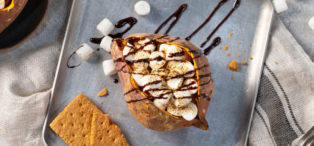 Loaded Sweet Potato with Marshmallow and Chocolate Recipe | SideChef