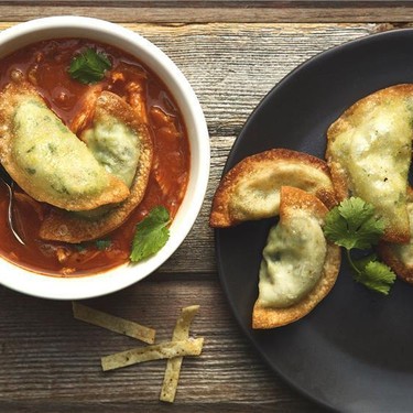 Chicken Tortilla Soup with Guacamole Wontons Recipe | SideChef