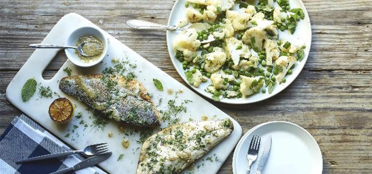Seared Branzino with Garlic Roasted Cauliflower Recipe | SideChef