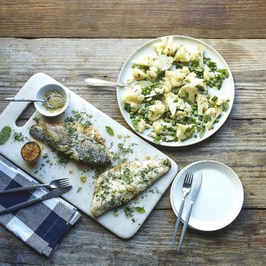 Seared Branzino with Garlic Roasted Cauliflower Recipe | SideChef