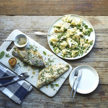 Seared Branzino with Garlic Roasted Cauliflower Recipe | SideChef