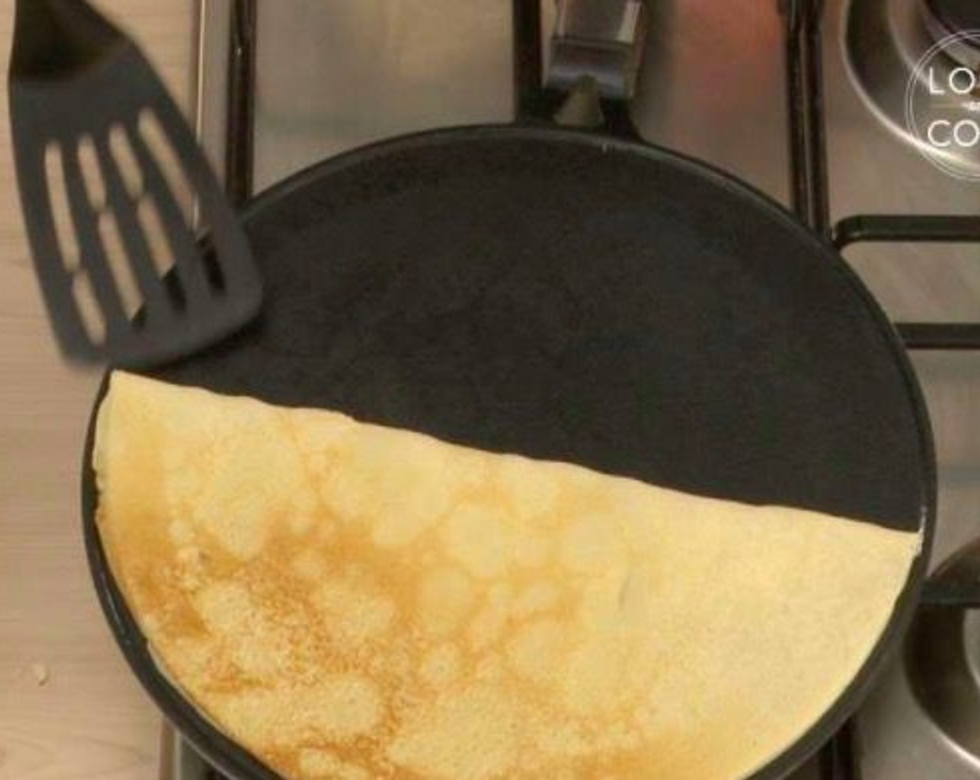 step 8 Once the lower part is cooked and brown, fold the crepe and remove on a plate