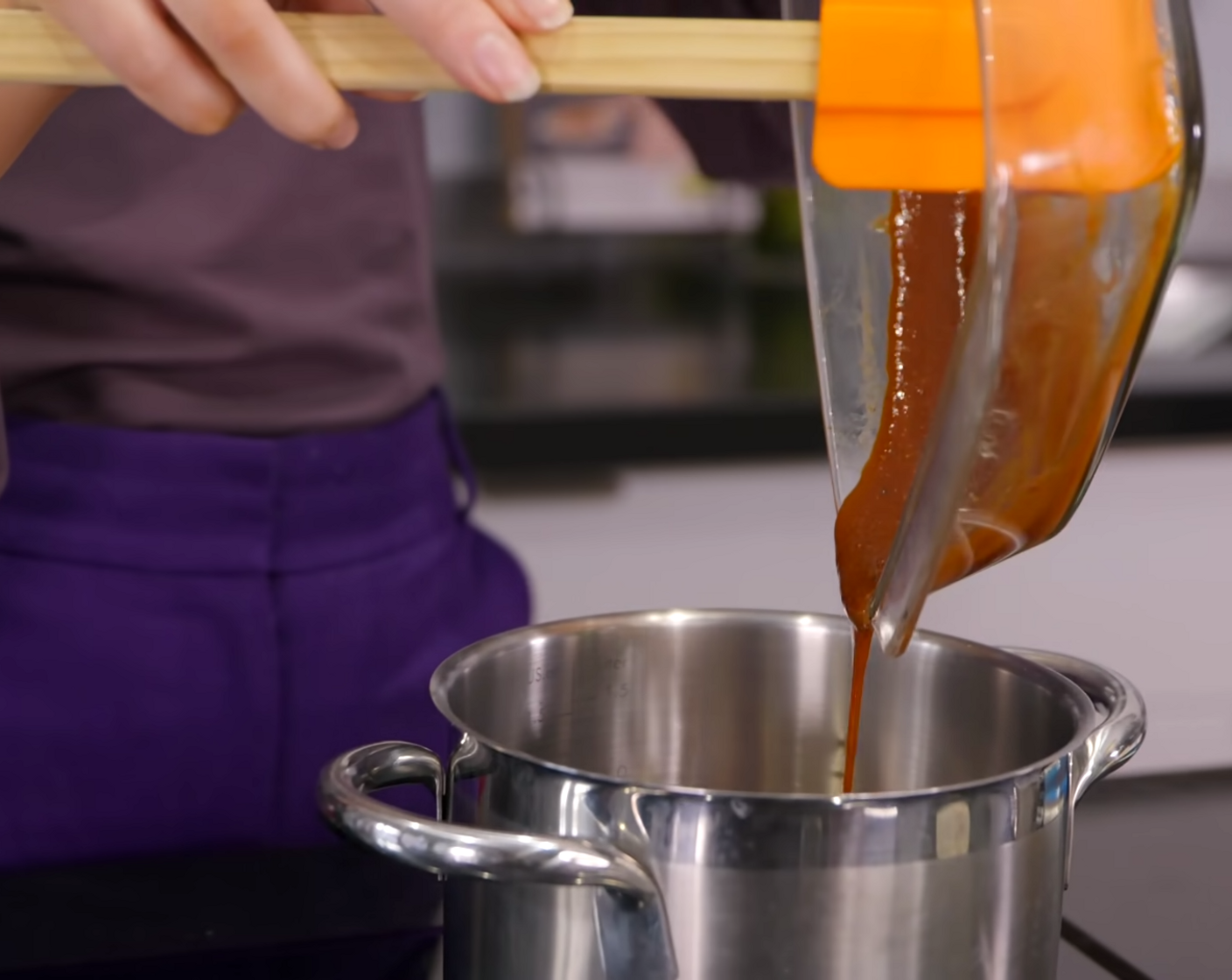 step 4 Drain off the marinade and pour into a small saucepan. Add Brown Sugar (1 1/2 Tbsp), and over medium-low heat gently cook for about 10 minutes stirring occasionally.