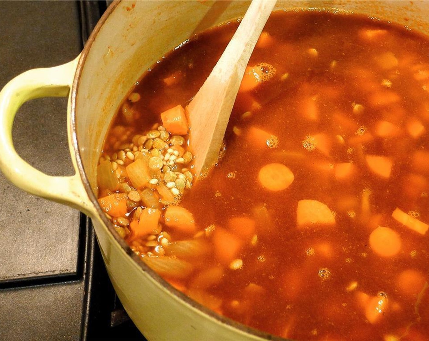 step 4 Cook until the lentils and carrot are very soft, about 30 minutes.