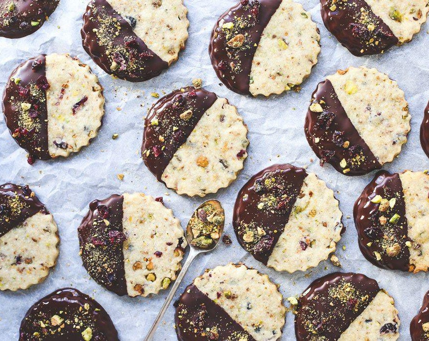 Pistachio Cherry Chocolate-Dipped Cookies