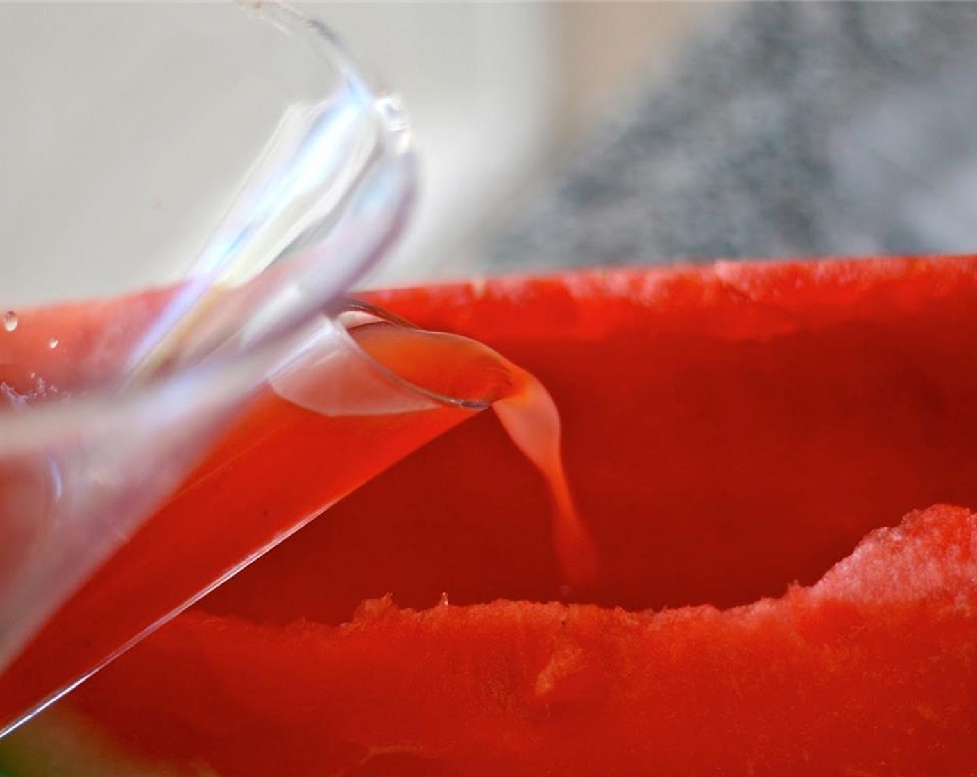 step 5 Stir in Vodka (3/4 cup) and pour into the hollowed-out watermelon. Refrigerate for at least 4 hours or overnight.