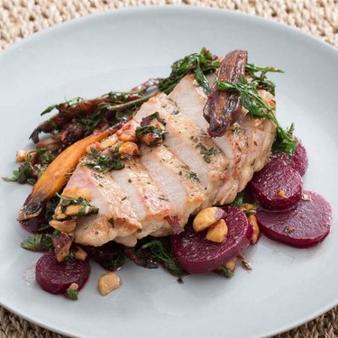 Pork Chops with Beets, Heirloom Carrots & Hazelnuts Recipe | SideChef
