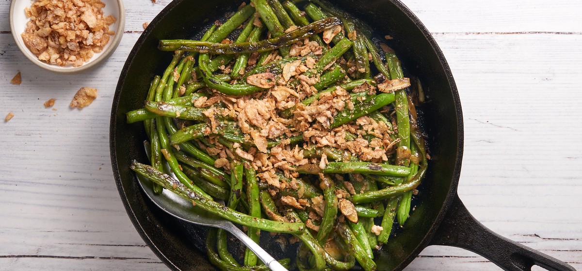 Roasted Green Beans with Crispy Fried Onions Recipe | SideChef