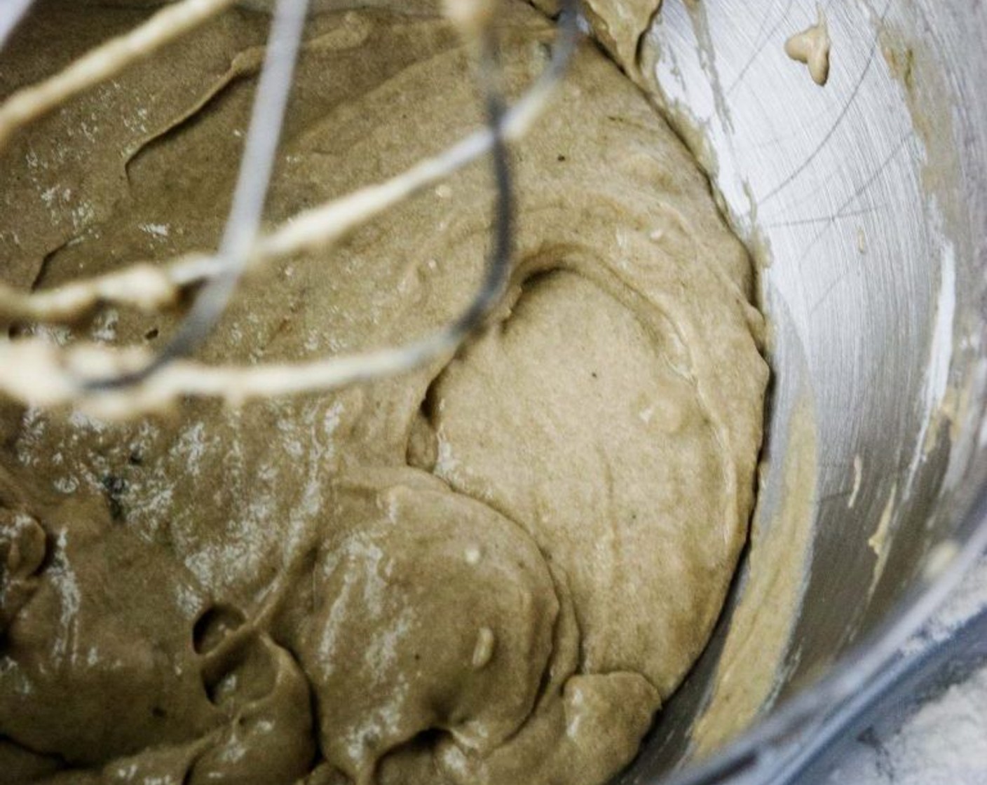 step 2 Add the All-Purpose Flour (2 cups), Matcha Powder (1 Tbsp), Baking Powder (1 tsp), and Salt (1 pinch). Stir them in just until combined.