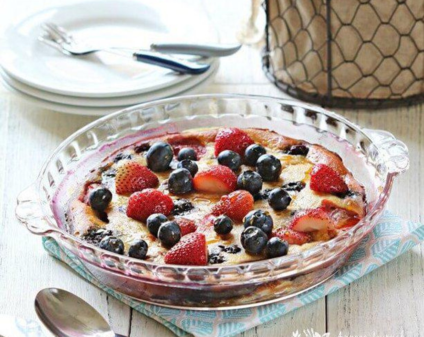 Oven Baked Peach and Berry Pancake