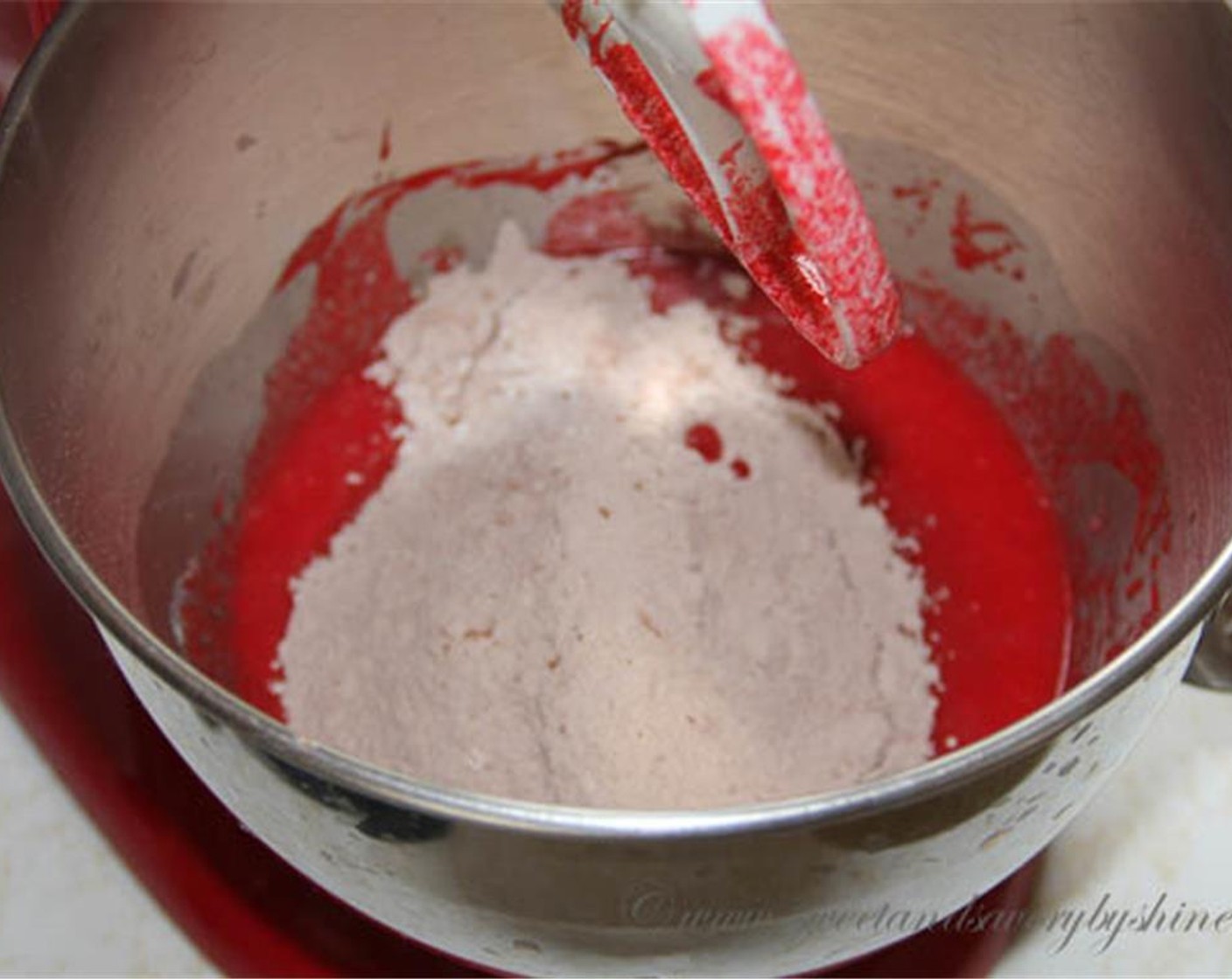 step 4 Add flour mixture to the liquids and mix until smooth.
