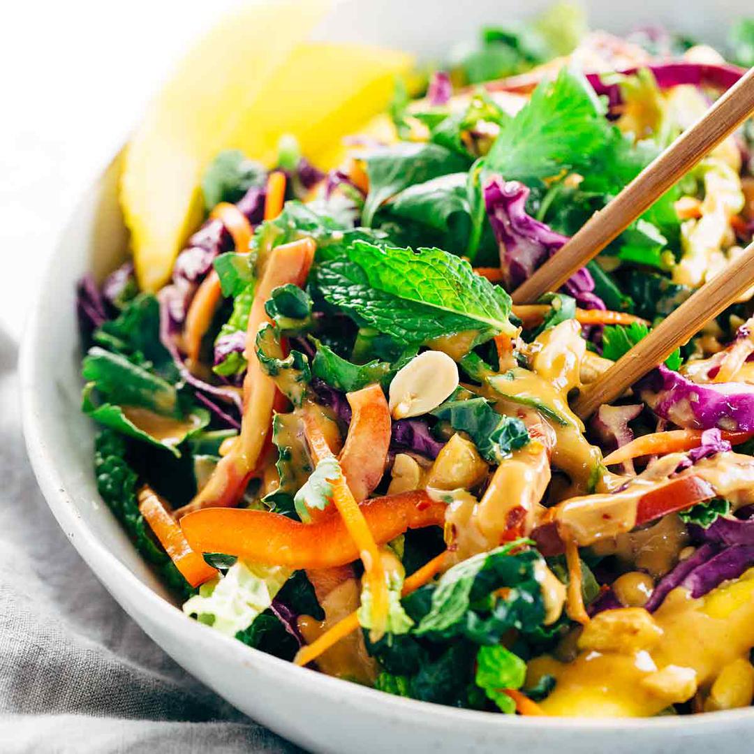 Crunchy Thai Salad with Creamy Peanut Dressing