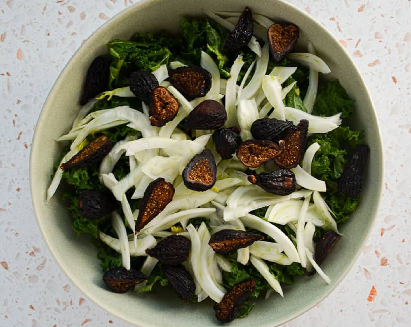 step 3 Add the shaved fennel and Dried Figs (20) onto the massaged kale.