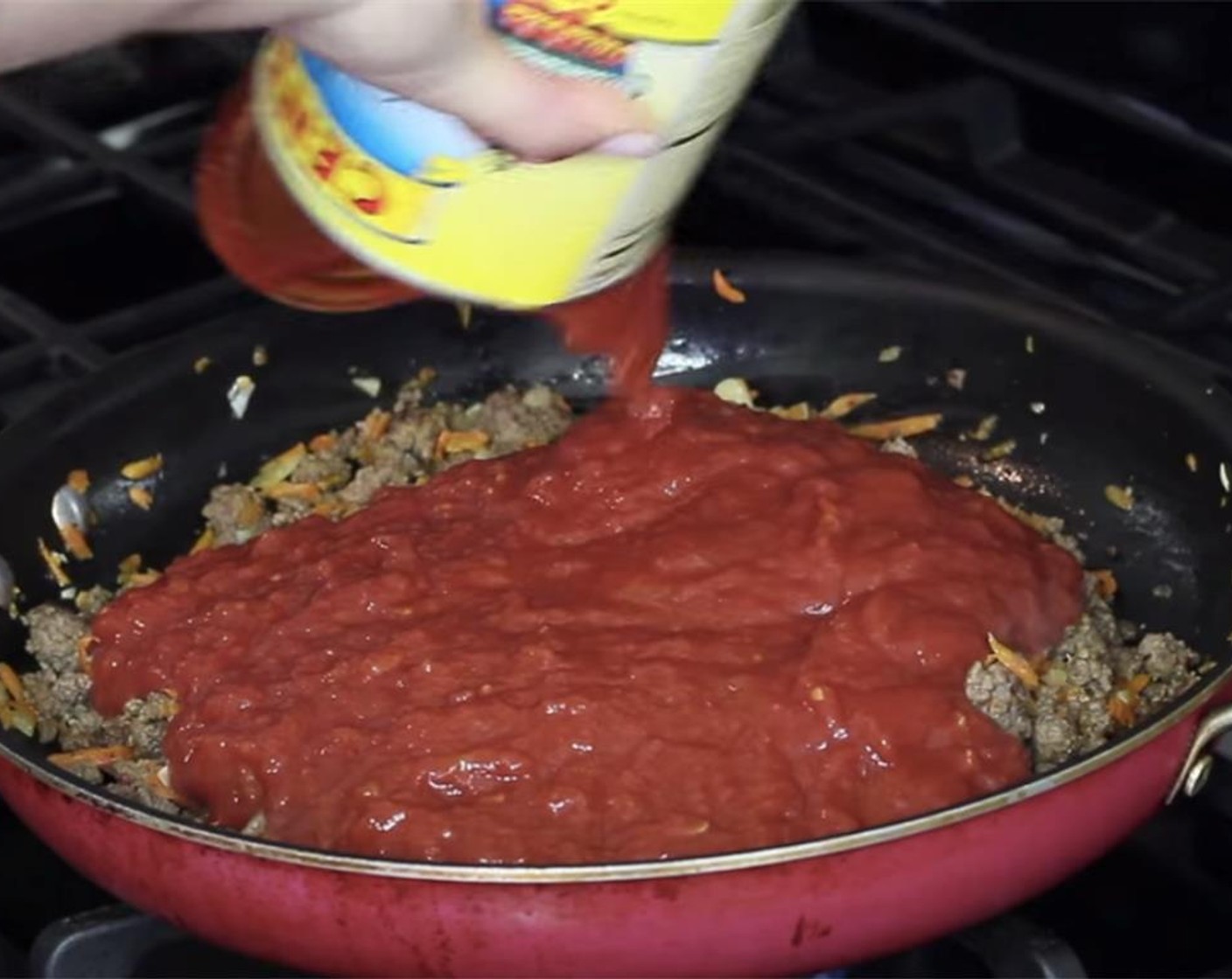 step 10 Pour in the Crushed Tomatoes (1 can).