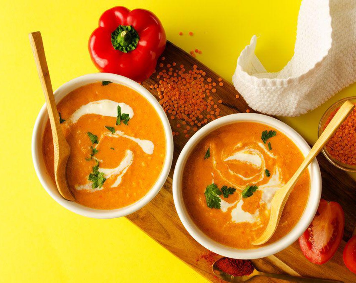 Romesco Roasted Red Pepper Soup with Lentils