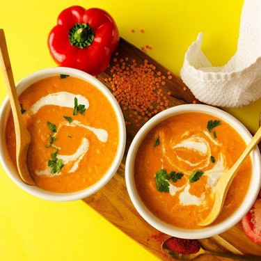 Romesco Roasted Red Pepper Soup with Lentils Recipe | SideChef