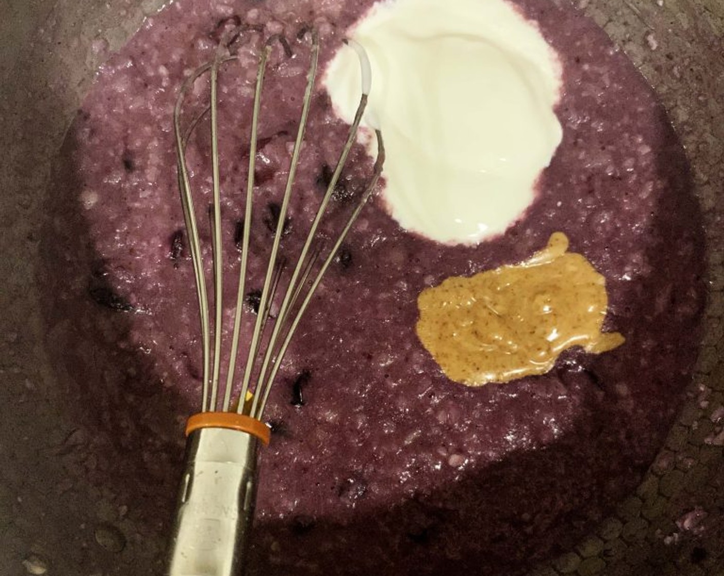 step 3 Turn off the heat and carefully stir in Erythritol (2 Tbsp), Coconut Greek Yogurt (2 Tbsp), and Almond Butter (1 Tbsp).