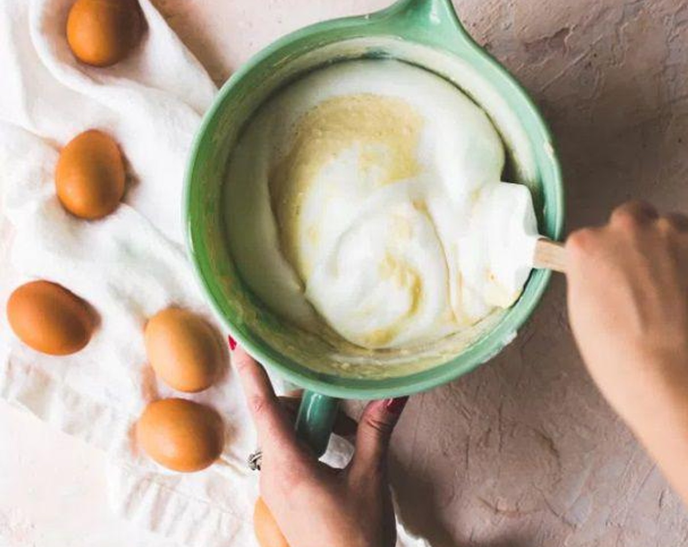 step 5 Gently fold the egg whites into the batter.