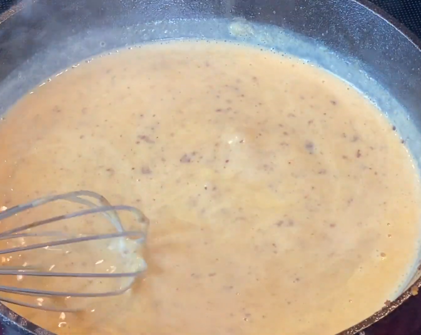 step 5 Whisk in the Whole Milk (1 cup) and cook until slightly thickened. Less than a minute.