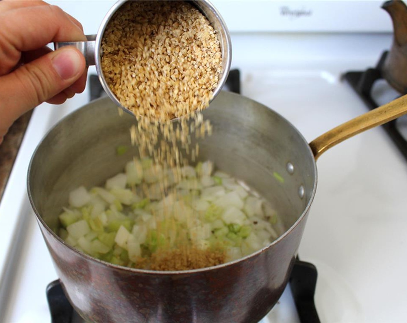 step 7 Add Bulgur Wheat (1 cup) and cook for 1 minute more.