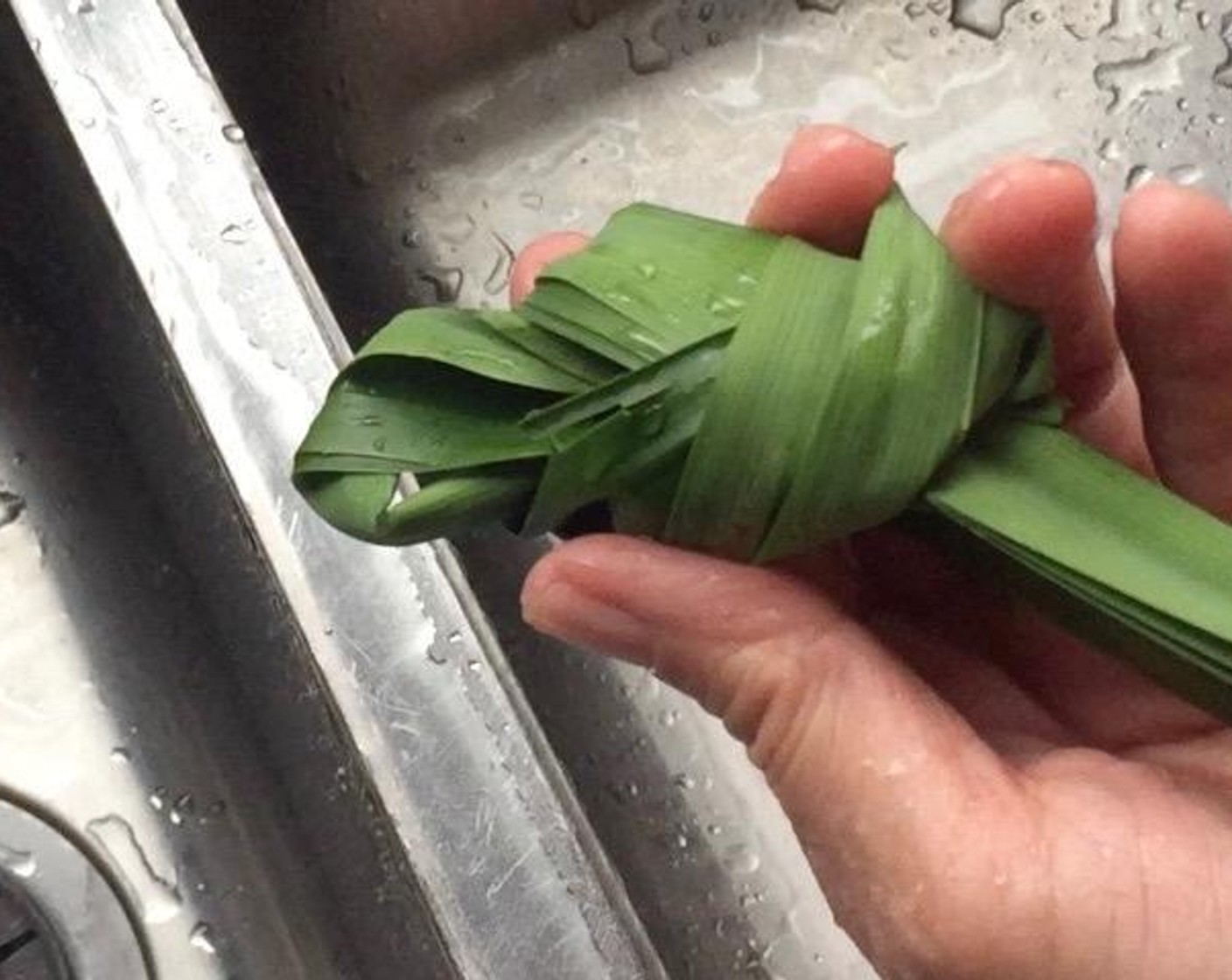 step 4 Wash, rinse, and knot Pandan Leaves (to taste).