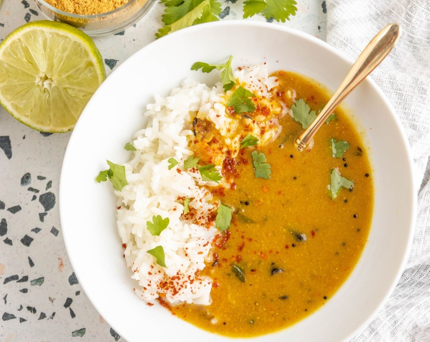 step 14 Add 1 tsp of Lemon (1) (or 2 tsp if you didn't use amchur/mango powder), and Fresh Cilantro (1 Tbsp). Stir and serve with cooked rice. Enjoy!