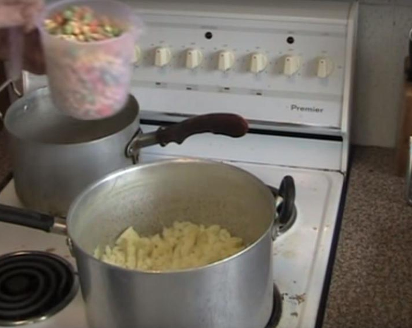 step 1 Prepare the Mashed Potatoes (2.2 lb), then mix in Frozen Mixed Vegetables (2 cups). Season with Salt (to taste) and Ground Black Pepper (to taste).