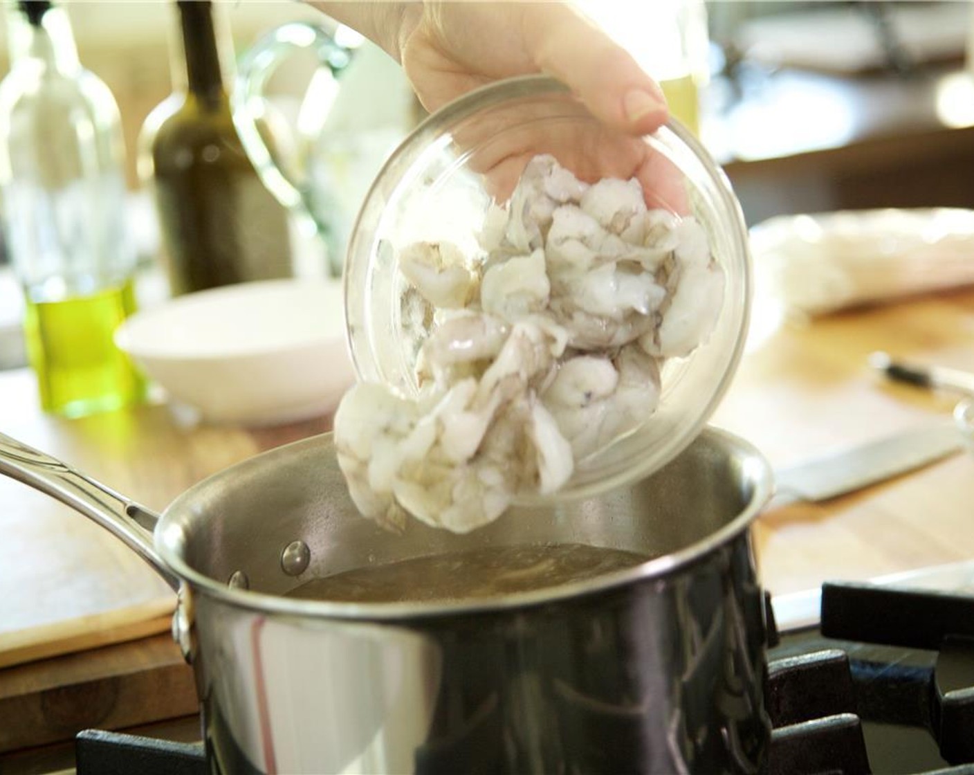 step 10 Add the shrimp and gently stir. Cook for 15 seconds and turn off the heat.