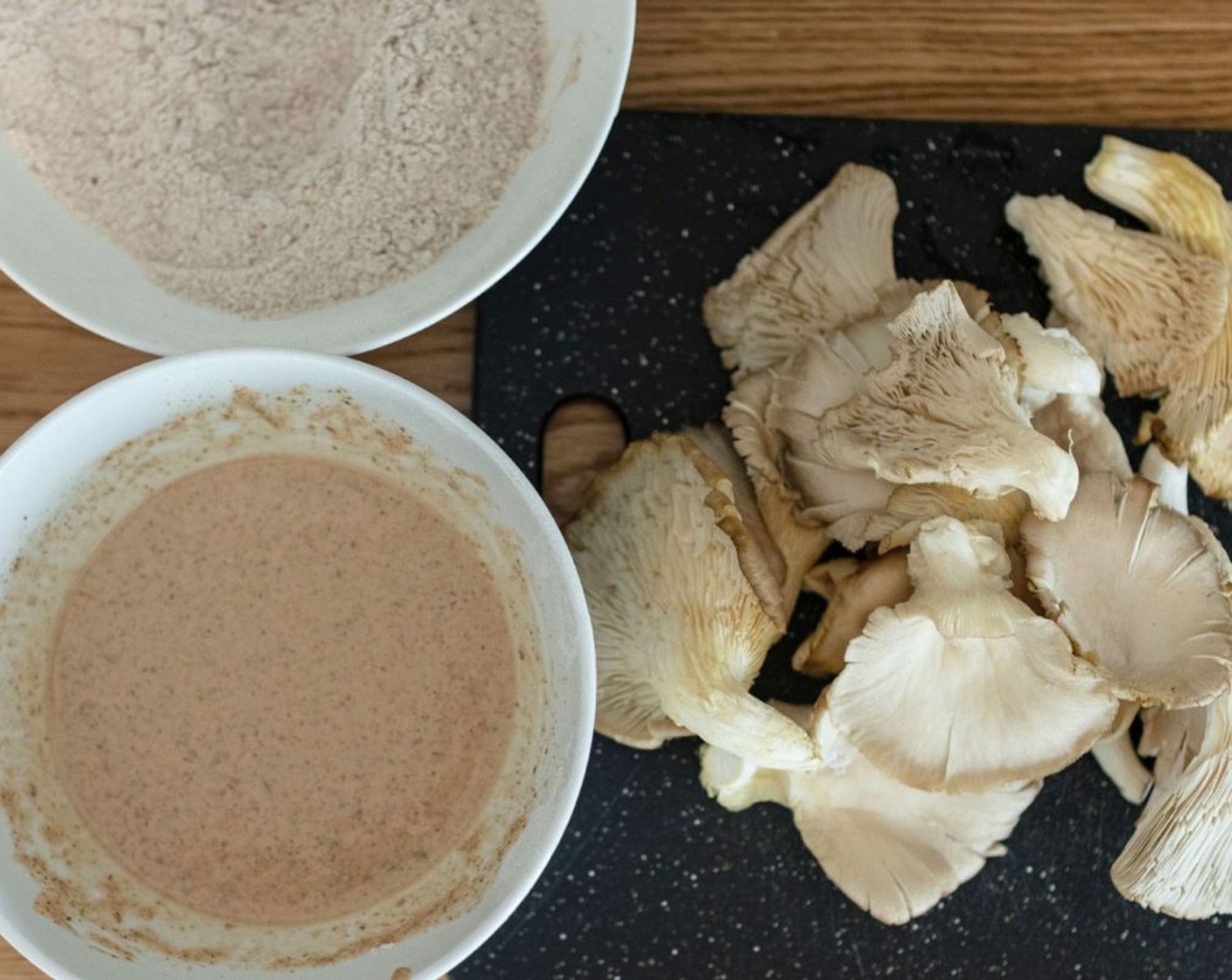 step 2 Place 80 grams of the spice mixture into a separate bowl, then add Unsweetened Soy Milk (3/4 cup) and Nutritional Yeast (1 Tbsp). Whisk gently until you get a smooth batter. You should now have one bowl of wet ingredients and one bowl of dry ingredients.
