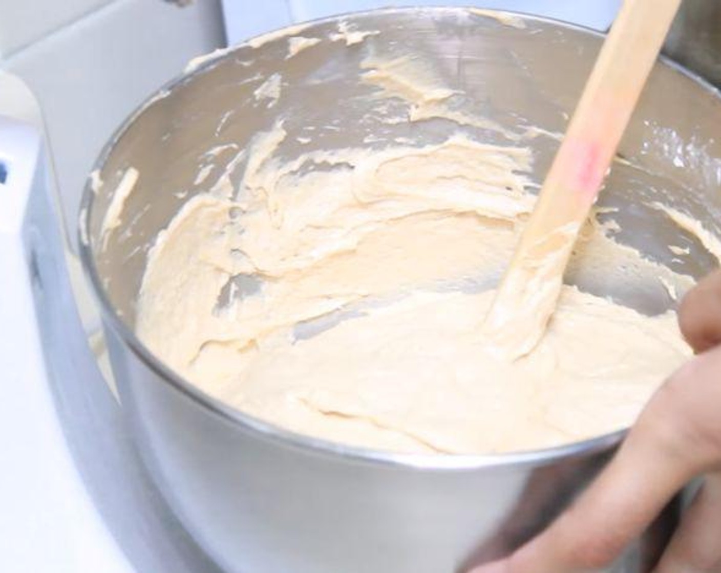 step 3 Beat the Creamy Natural Peanut Butter (1 cup) and Sweetened Condensed Milk (1 1/3 cups) into the cream cheese.