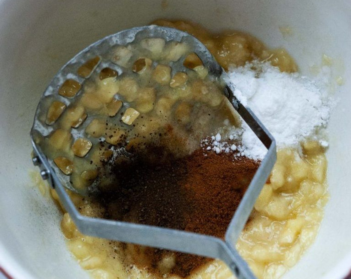 step 3 Add the Baking Soda (1/2 tsp), Baking Powder (1/2 tsp), Ground Cinnamon (1/2 tsp) and Ground Nutmeg (1/4 tsp).