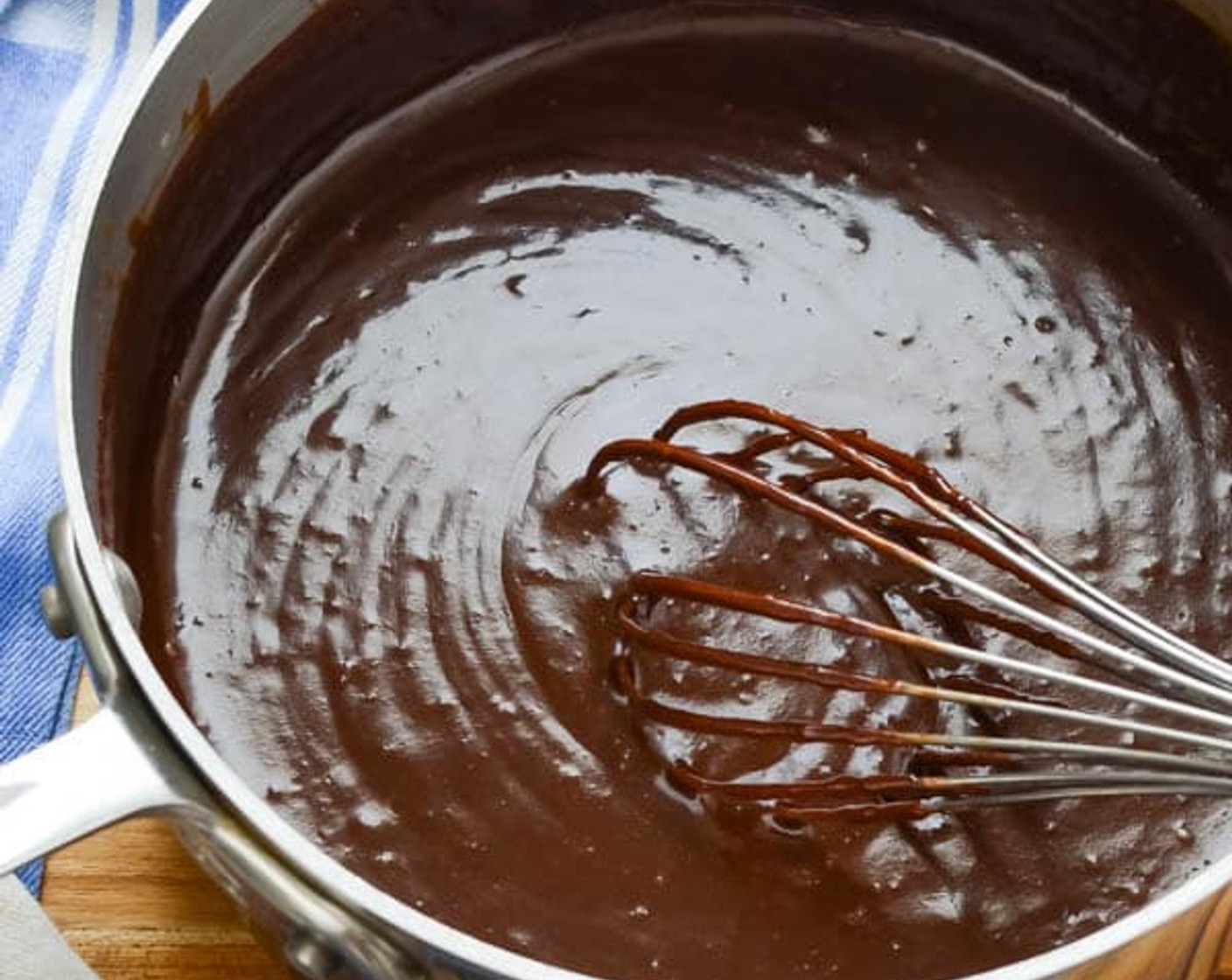 step 2 Cook over medium heat, stirring constantly until sauce begins to bubble and thicken, about 20 minutes. Don’t be tempted to increase the temperature when cooking — it will get there. Be sure to scrape the bottom of the pan so the fudge doesn’t stick.