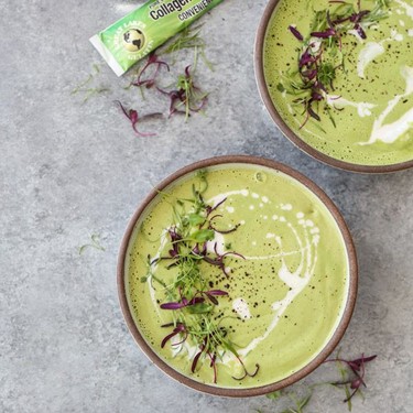 Dairy-Free Cream of Asparagus Soup with Coconut Collagen Cream Recipe | SideChef