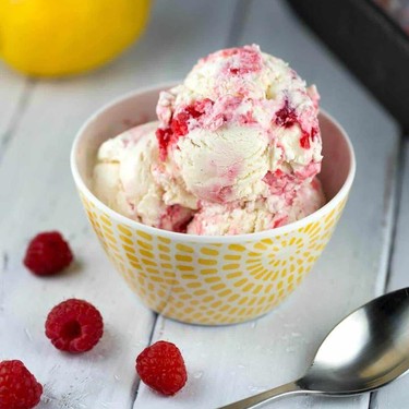 No Churn Raspberry Swirl Ice Cream Recipe | SideChef
