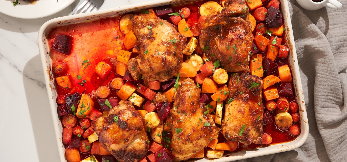 Sheet Pan Chicken Thighs with AppleHoney Glaze Recipe SideChef