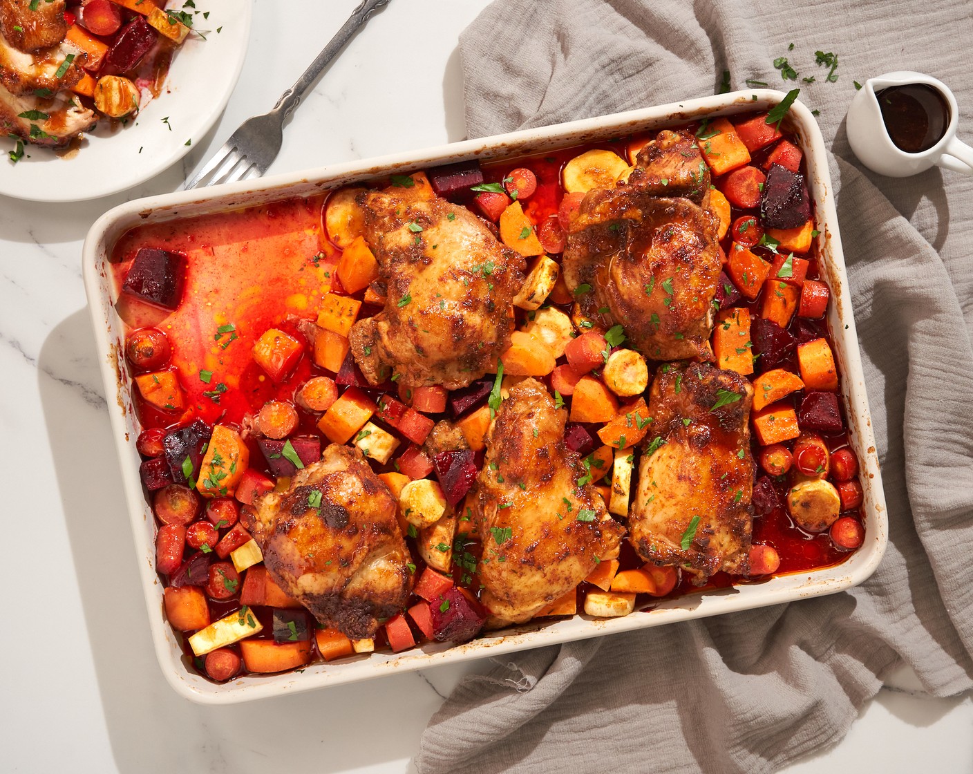 Sheet Pan Chicken Thighs with Apple-Honey Glaze