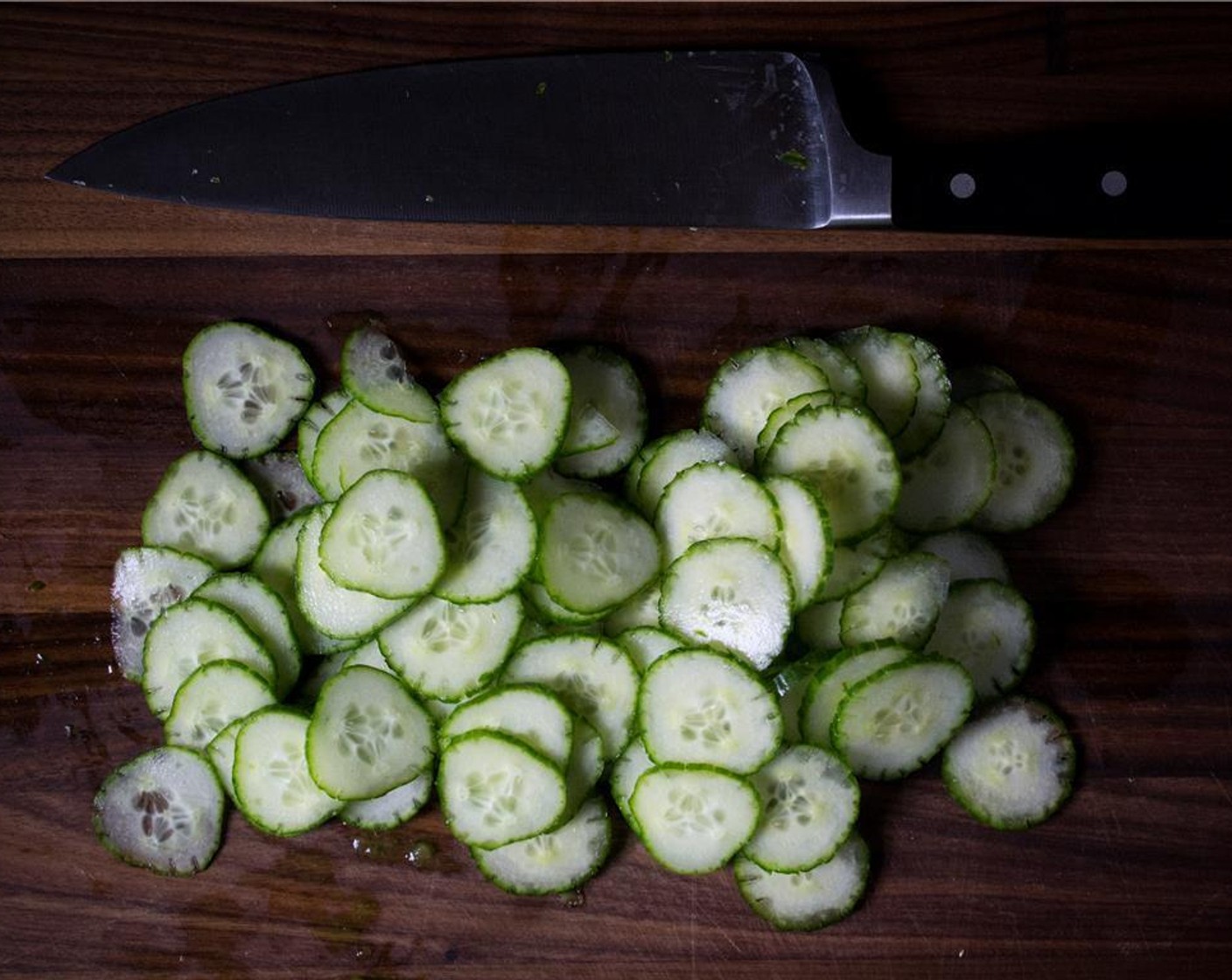 step 2 Then very thinly slice and transfer the slices to a colander or strainer basket sitting in the sink.