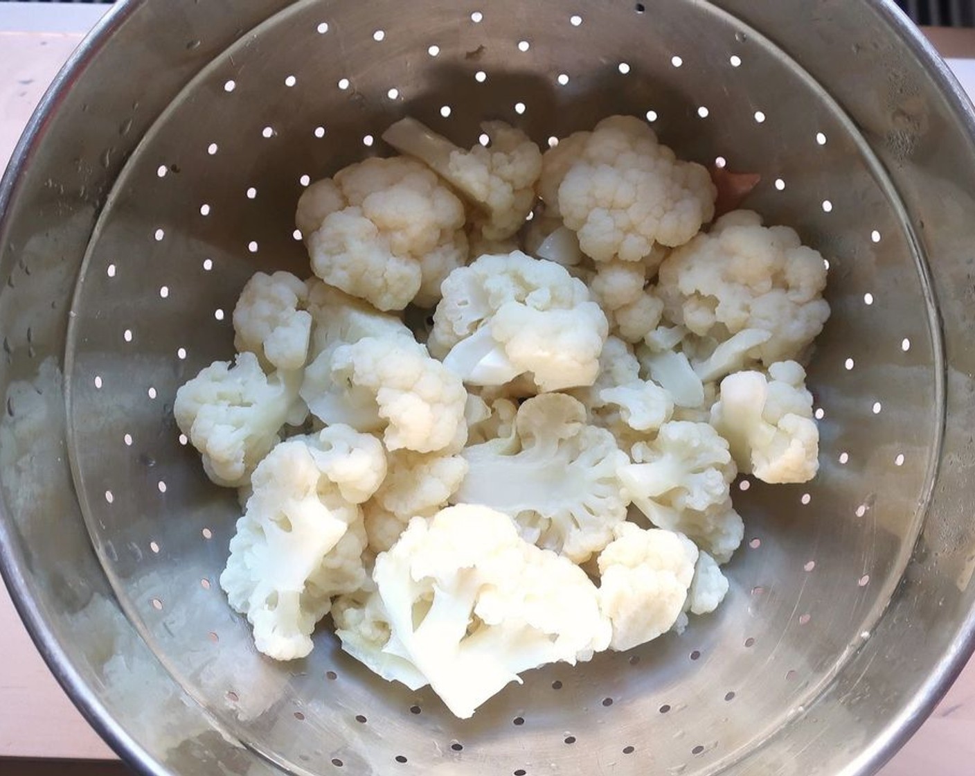 step 1 Bring a large pot of salted water to boil over high heat, then add the Cauliflower Florets (2 cups). Let cook for about a minute, then drain and rinse under cold water. This is called blanching. If you prefer your cauliflower softer, you can cook it for a bit longer before rinsing.