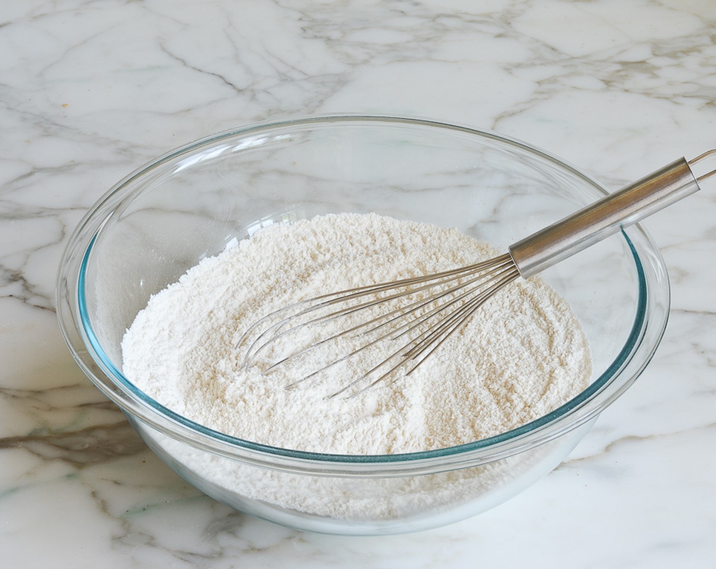 step 4 In another large bowl, whisk together the Unbleached All Purpose Flour (3 cups), Granulated Sugar (2 Tbsp), Baking Powder (1 1/4 tsp), Baking Soda (1/2 tsp), and Salt (1/2 tsp).