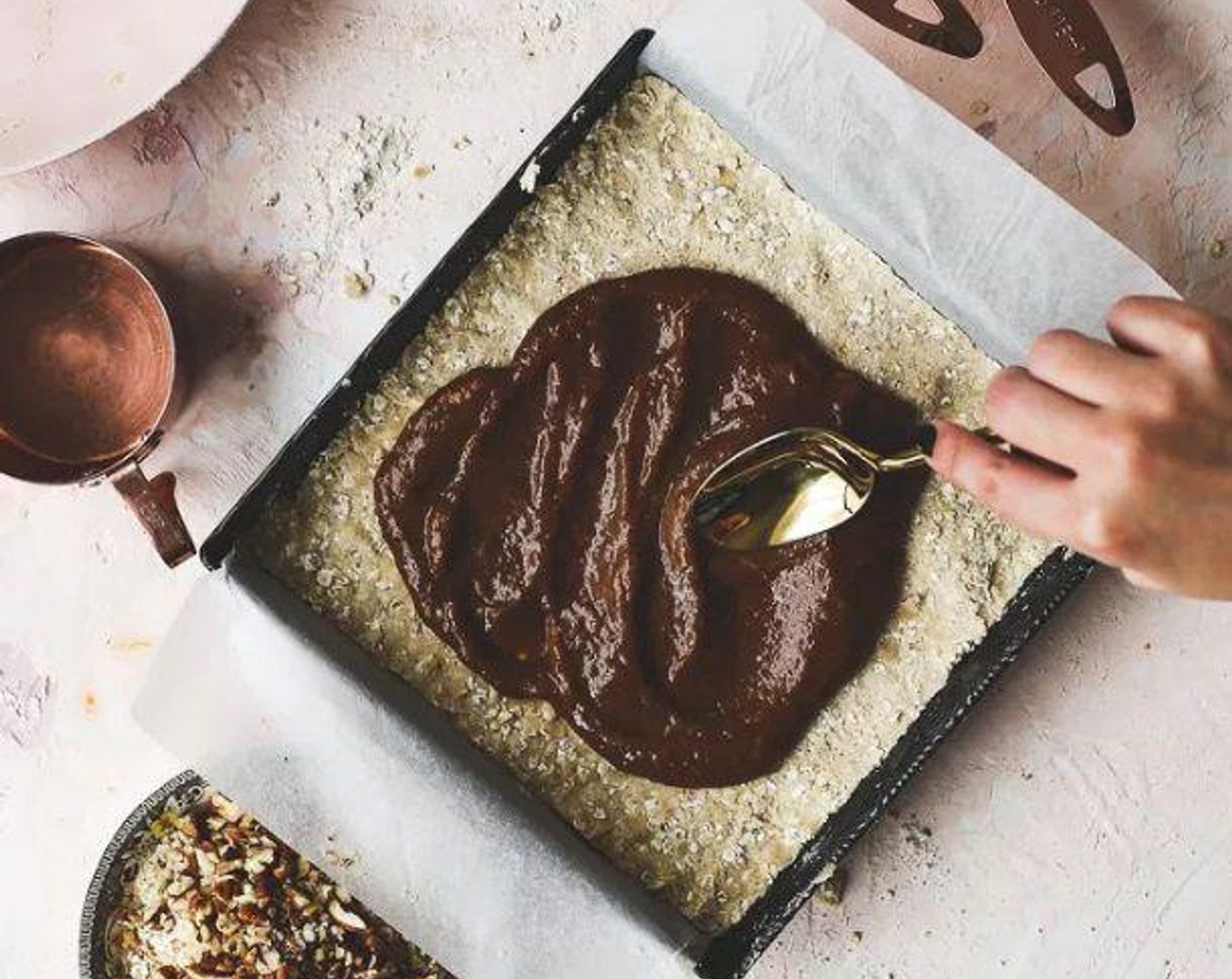 step 5 In a small bowl, whisk Canned Pumpkin Purée (1/2 cup), Egg (1), Maple Extract (1 tsp), Ground Cinnamon (1 pinch), Ground Nutmeg (1 pinch), Ground Allspice (1 pinch), and Salt (1 pinch) together and pour on top of the crumb mixture and spread evenly.