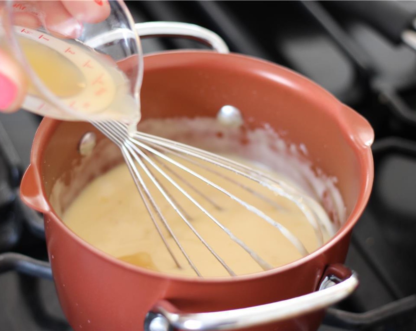 step 5 When smooth, stir in the Apple Juice (1 Tbsp) and let cook until reduced slightly.