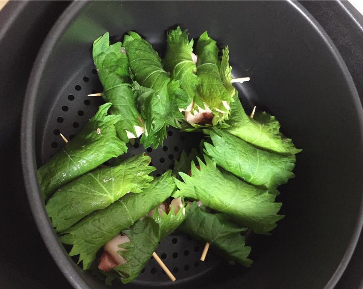 step 3 Place in a non-oil fryer (air-fryer) basket or on an oven tray and bake for 10 minutes (15 in oven) at 190 degrees C (375 degrees F).