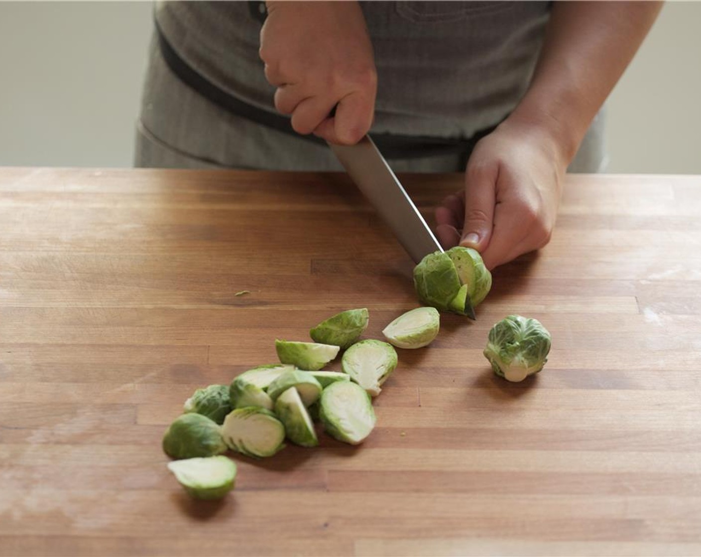 step 4 Cut the Brussels Sprouts (2 1/2 cups) in half lengthwise, and set aside.