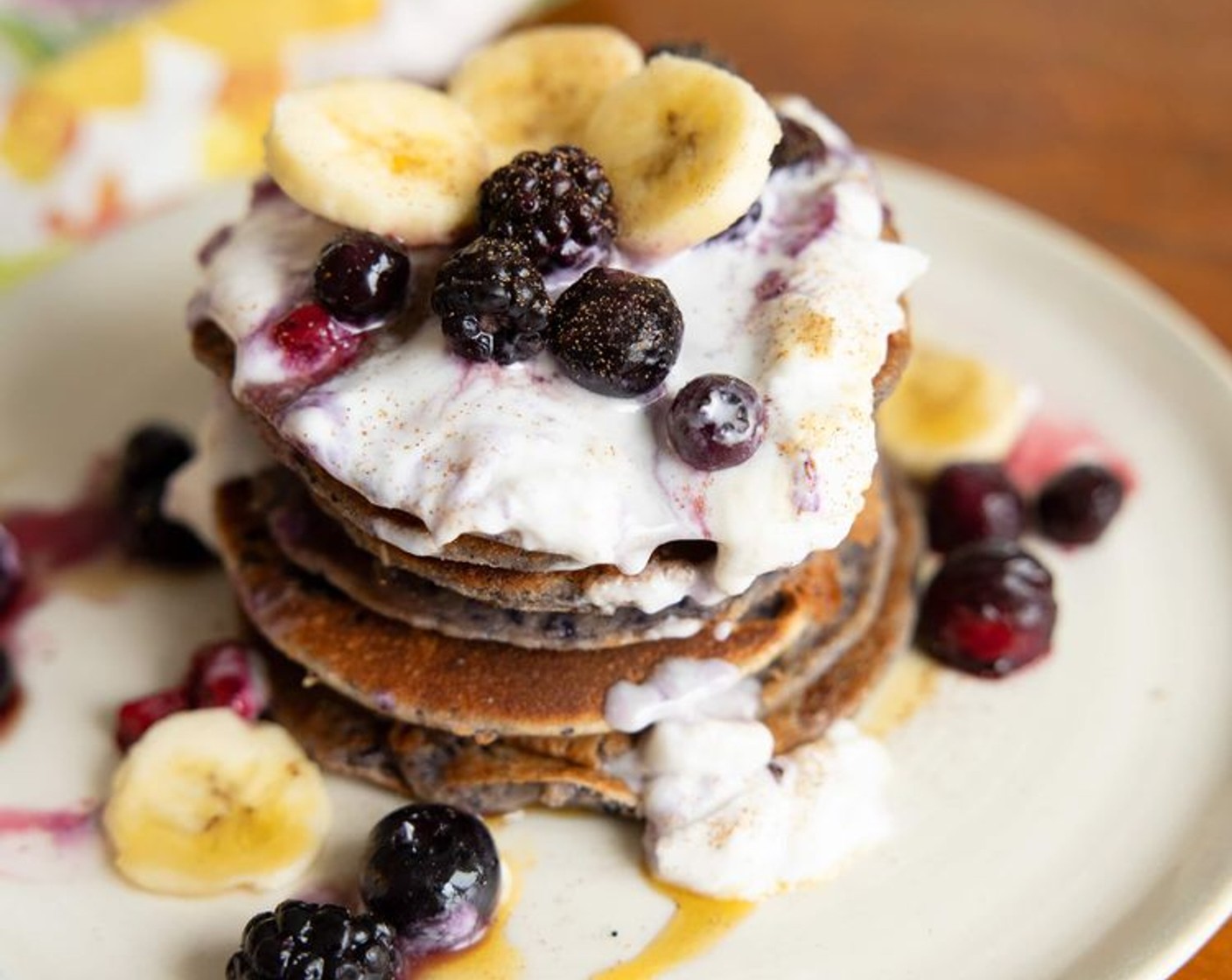 step 4 Enjoy with all your favorite toppings. I topped mine with blueberries, coconut whipping cream, dark maple syrup, and cinnamon.